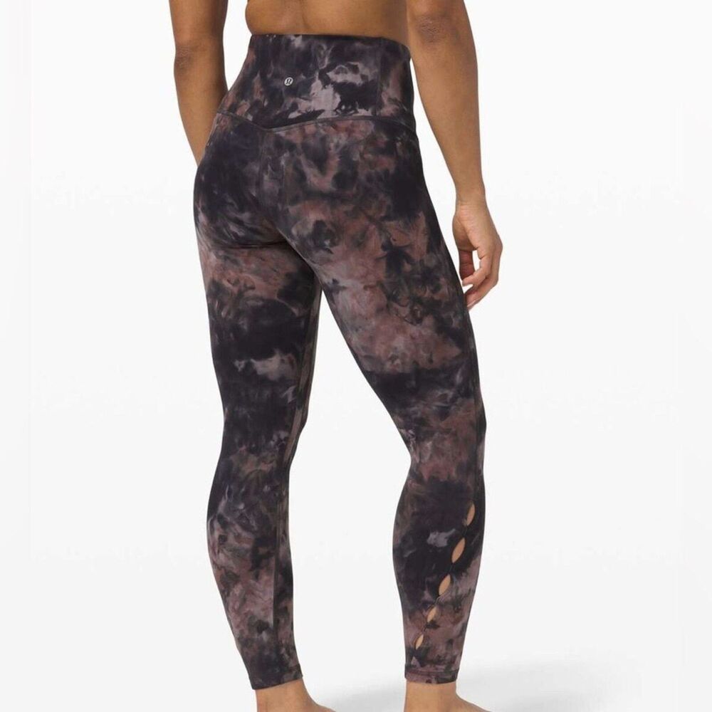 Lululemon Women's Cut Align HR Pant 25" Dia. Dye Graphite Grey Pink Pastel SZ 4